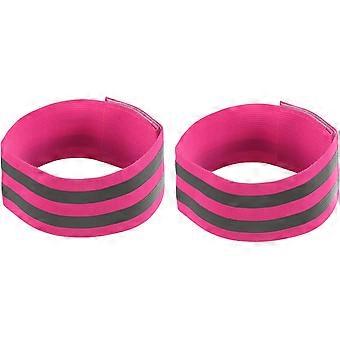 2er-Pack reflektierende Bänder – Sicherheitsreflektorstreifen, gut sichtbare reflektierende Laufbekleidung, geeignet zum Radfahren, Laufen und für Spaziergänge bei Nacht (14 x 2 Zoll, Pink)
