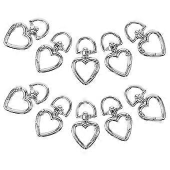 10pcs  Spring Heart Shaped Carabiner Metal D Rings Snap Clip Hook Buckle For Diy Jewelry Bag