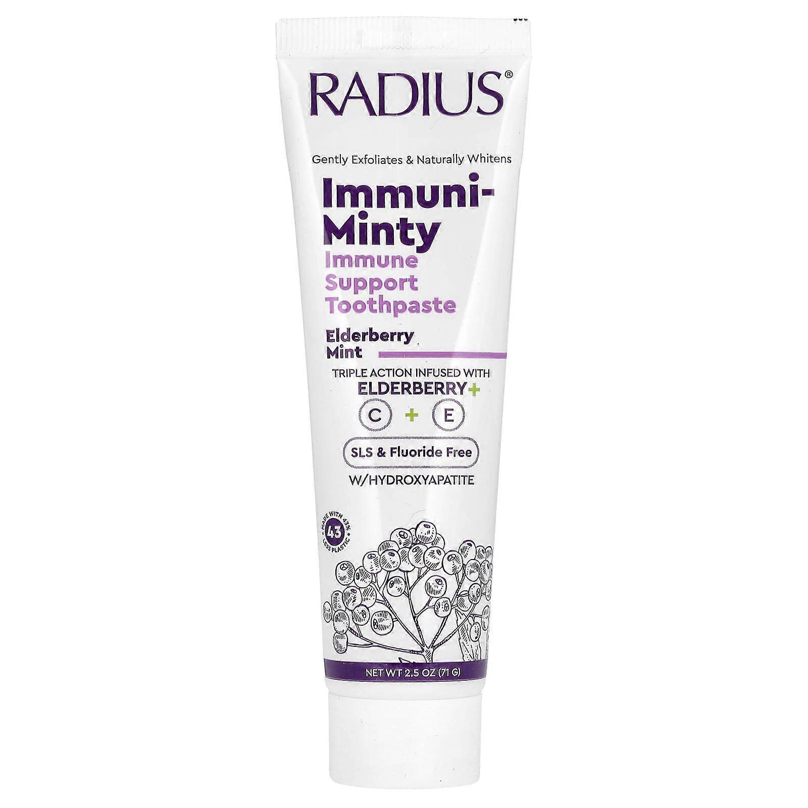 RADIUS, Immuni-Minty, Immune Support Toothpaste, Elderberry Mint, 2.5 oz (71 g), 2-Pack