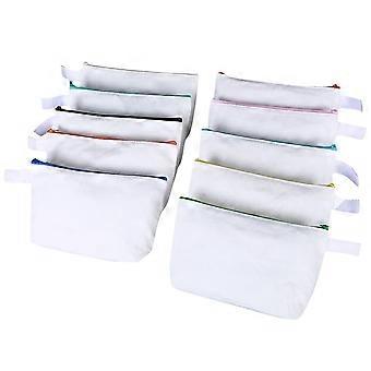 10Pcs Small Pouches Assorted Color Canvas Material For Travel Organizer