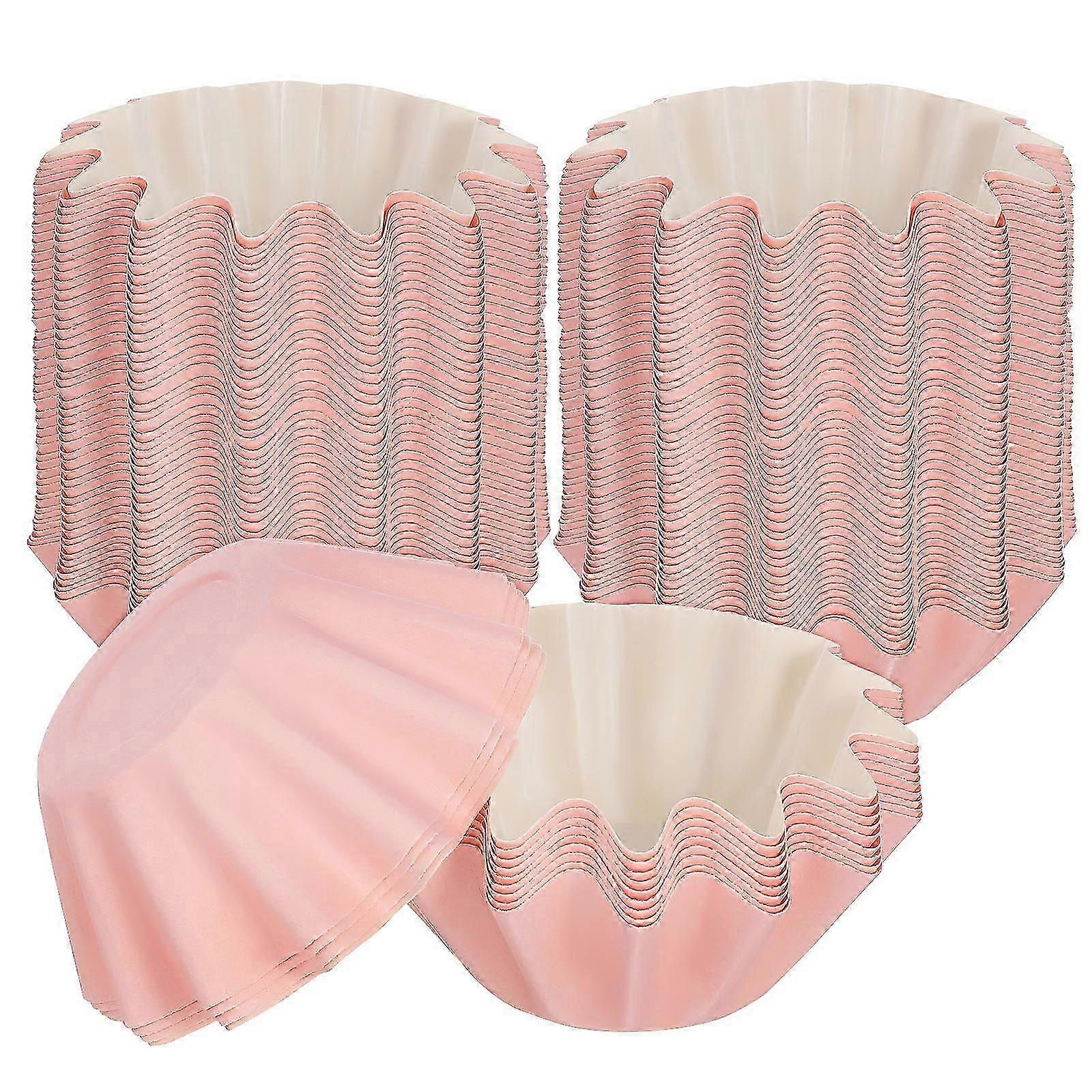 Wave Paper Cupcake Liners 100Pcs Pink for Baking