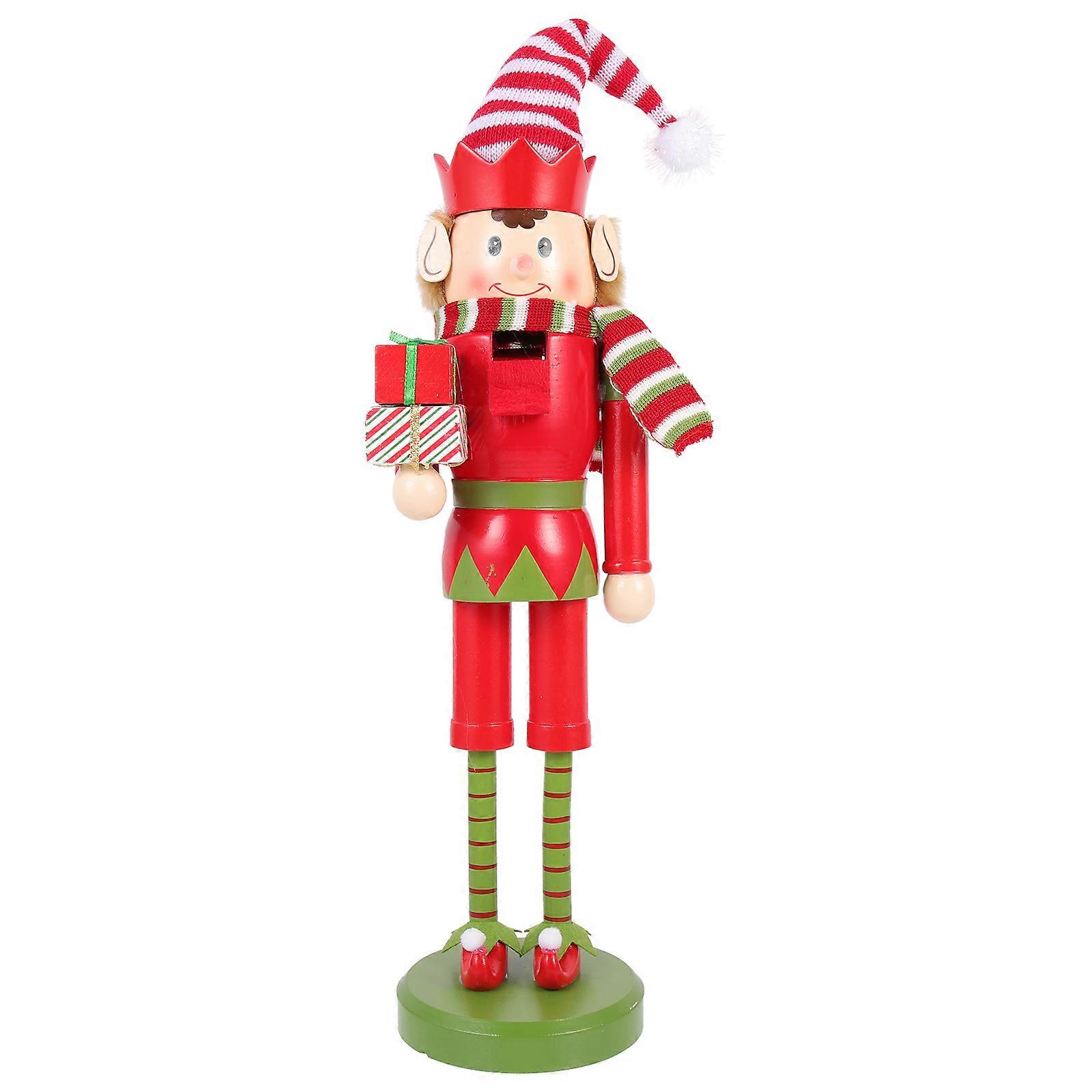 Desktop Xmas Nutcracker Elf Nutcracker Decoration Wooden Nutcracker Puppet Decor