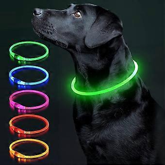 Liangnv LED Collier de chien Colliers de chien lumineux 1 unité USB rechargeable TPU Glow Safety Colliers de chien de base pour grands chiens de taille moyenne (vert)