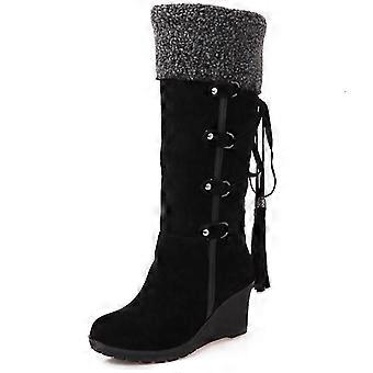 Women Shoes Faux Fur Lined Knee High Boots Wedge Boots