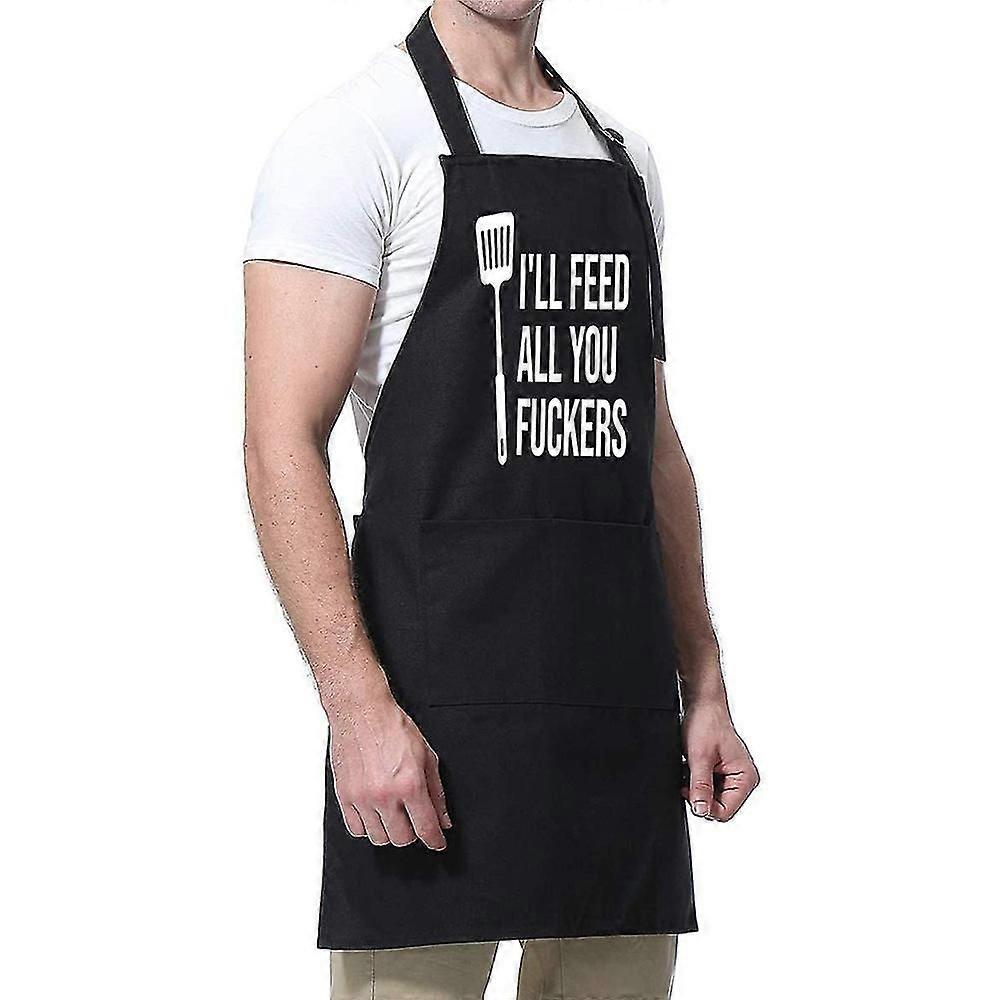 3 Pockets Adjustable Bib Apron Version Waterproofkitchen Apronsblack