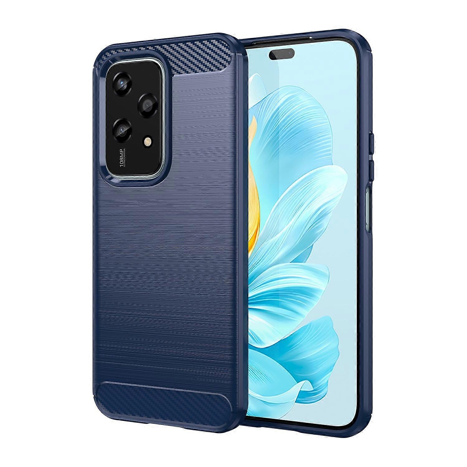 For Honor 200 Lite Shockproof Carbon Texture TPU Phone Case Cover Blue