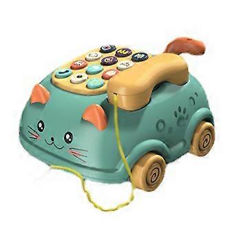 Baby Phone Toy Cartoon Sound Light Parent Child Interactive Educational Cute Cat Face Phone Toy Green [XR]