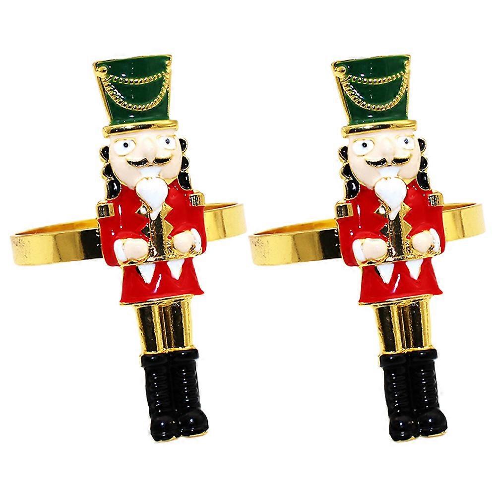 Assorted Color Nutcracker Napkin Rings for Holiday Dining 2Pcs Table Holders