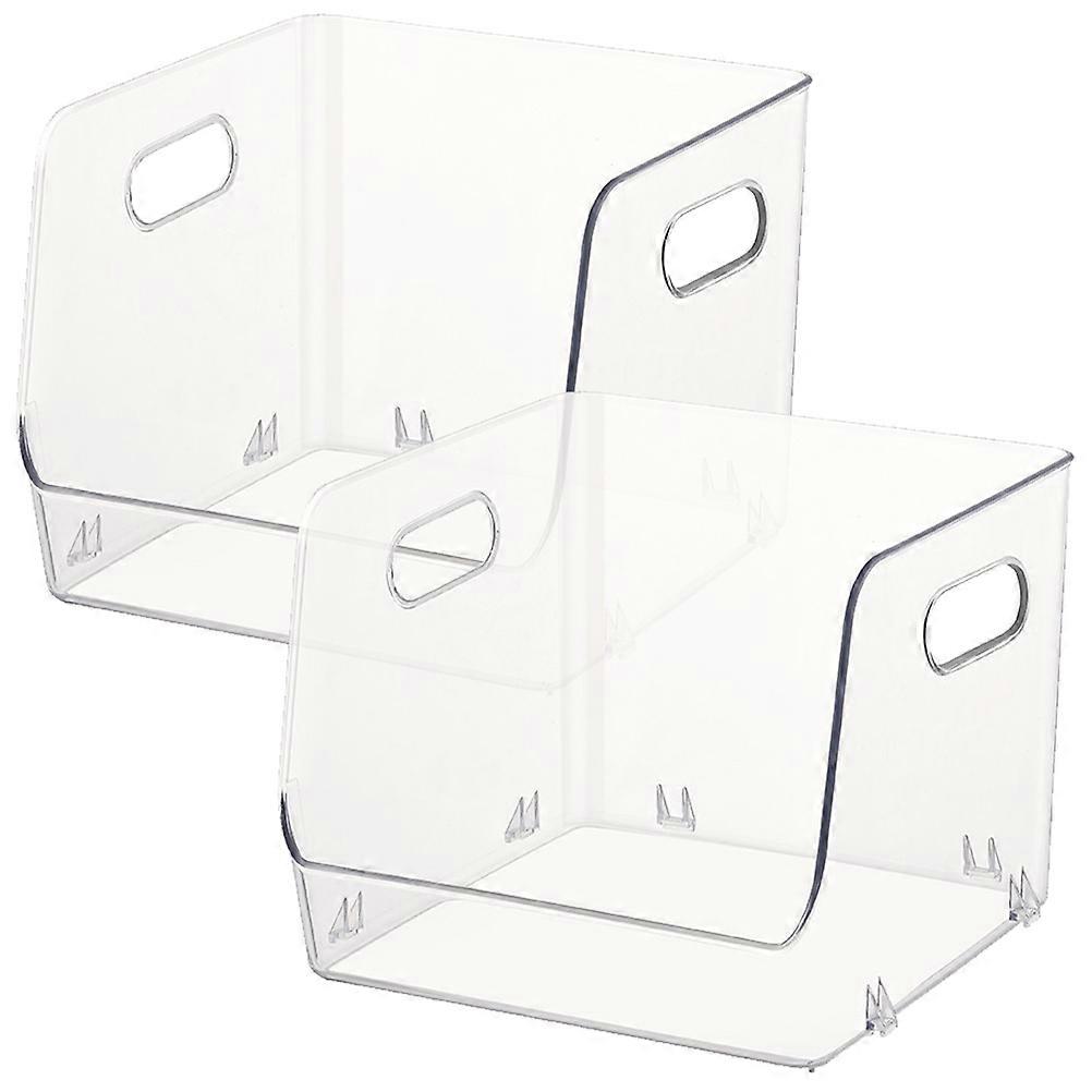 2pcs Transparent Storage Bin Box Stackable Organizing Container Tabletop Makeup Storage Box