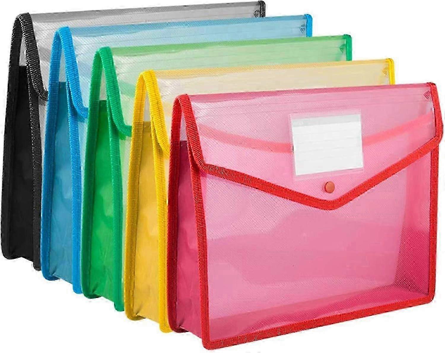 A4 Plastic Wallets - 5 Pcs Plastic Folders A4 Popper Wallet Document Folder Pockets Envelopes with S