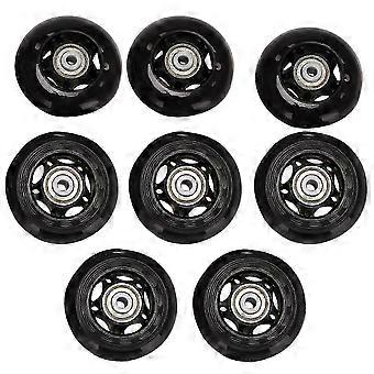 Replacement 64mm Inline Skate Wheels compatible with Indoor/Outdoor Use with Integrated Bearings - 8 Pack Set