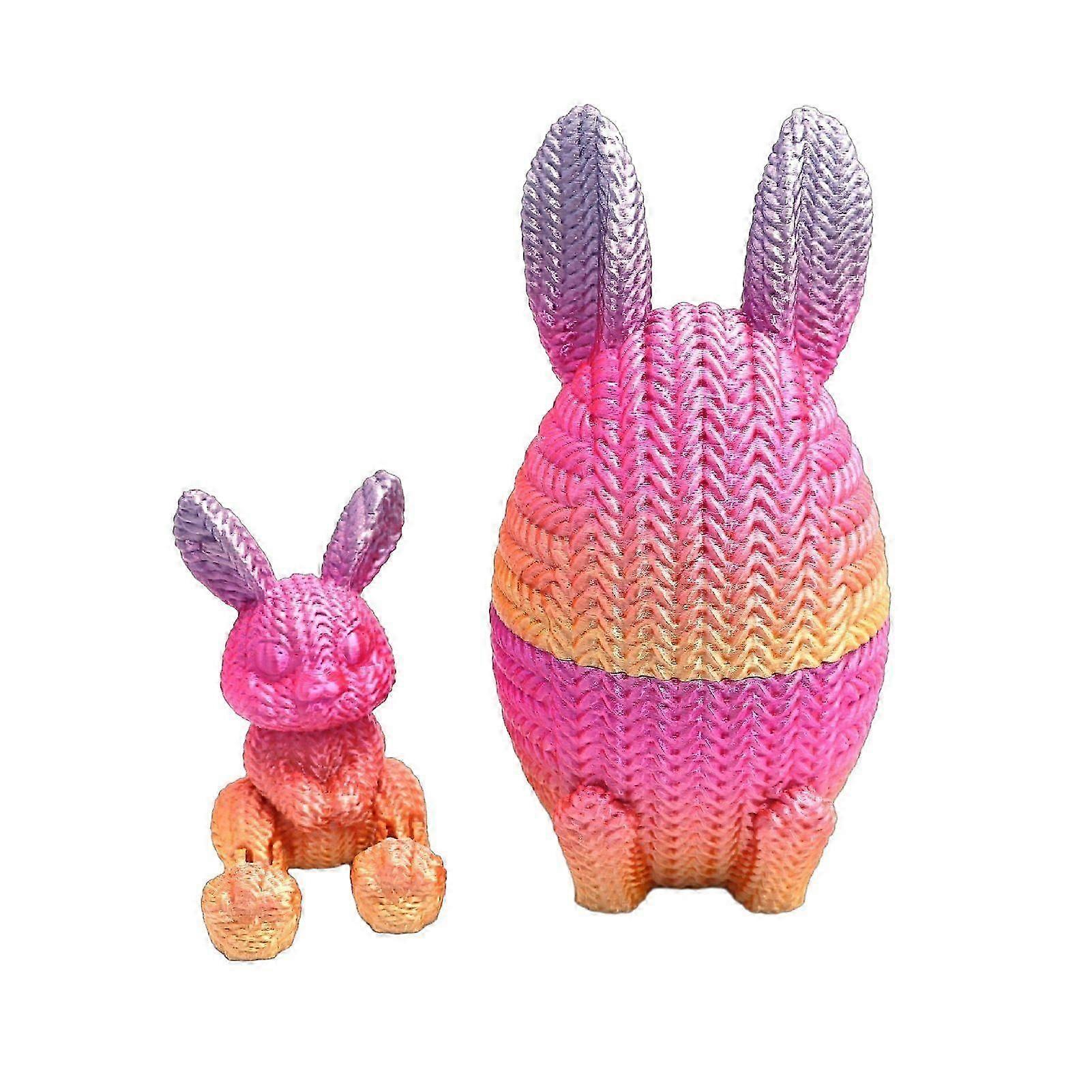 2 Pcs 3D Printed Easter Egg with Bunny Inside Prefilled Easter Bunny Egg for Easter Basket Stuffers Spring Party Decor Jikaix
