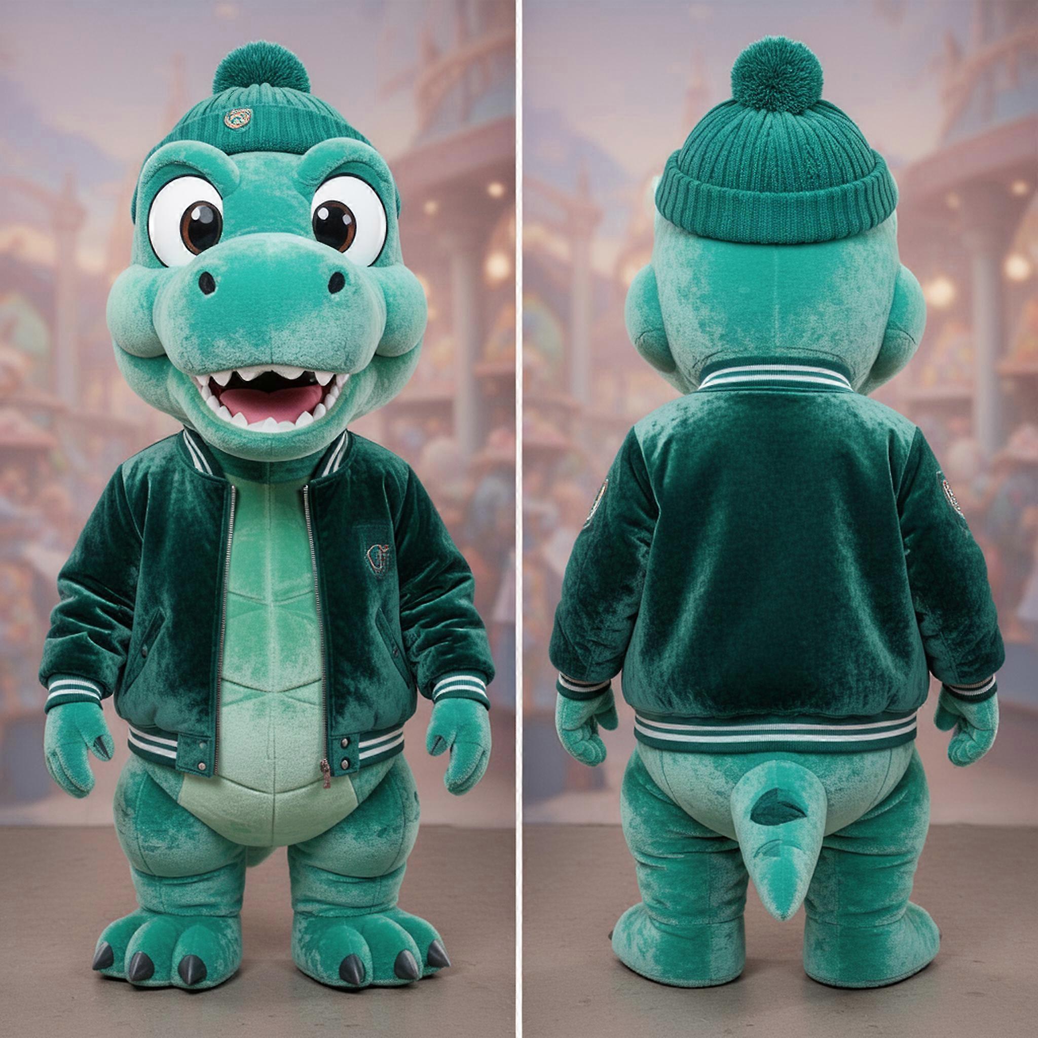 MASTICOT Teal Padded Grinning Diplodocus Mascot