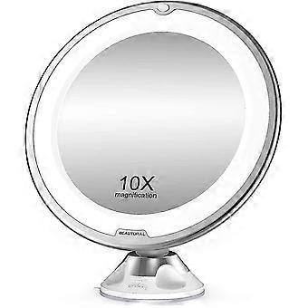10x Magnifying Makeup Mirror With Led Lights 1 Ball Joint 360 Adjustable Attachment Portable Cosmetic Mirror, For Bathroom, Travel