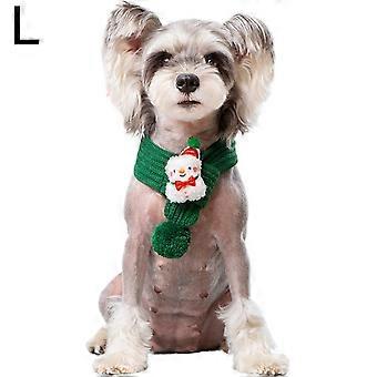 Christmas Pet Scarf Knitted Collar with Pompom for Cat Dog Holiday Photo Prop