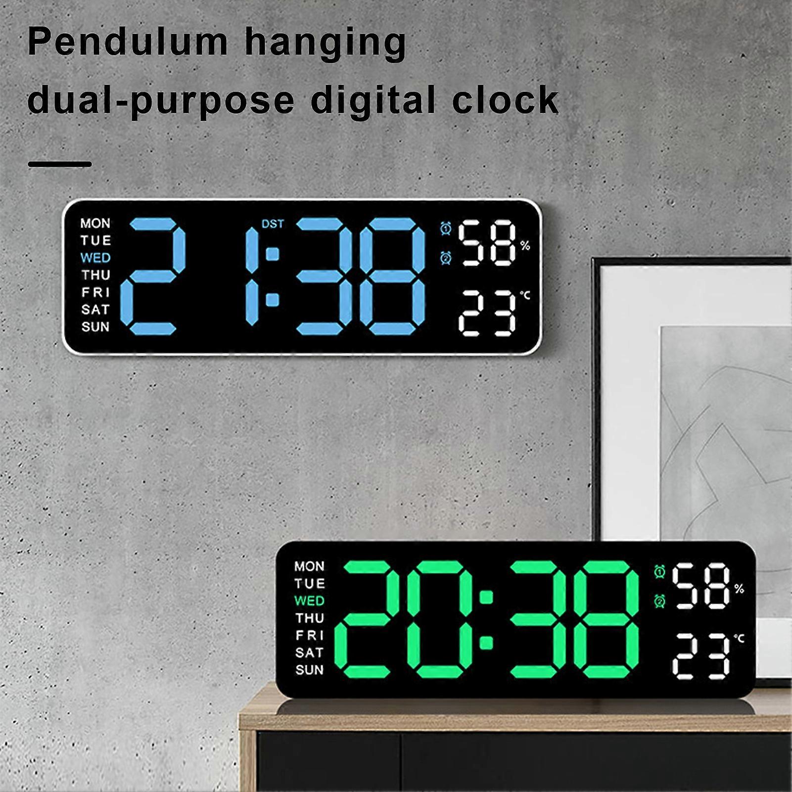 Digital Desk Clock Large Display, Calendar Alarms Snooze Function