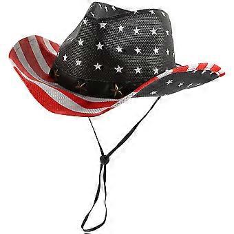 Amerikaanse vlag hoed, vintage cowboy zomerzonnehoed als decoratie