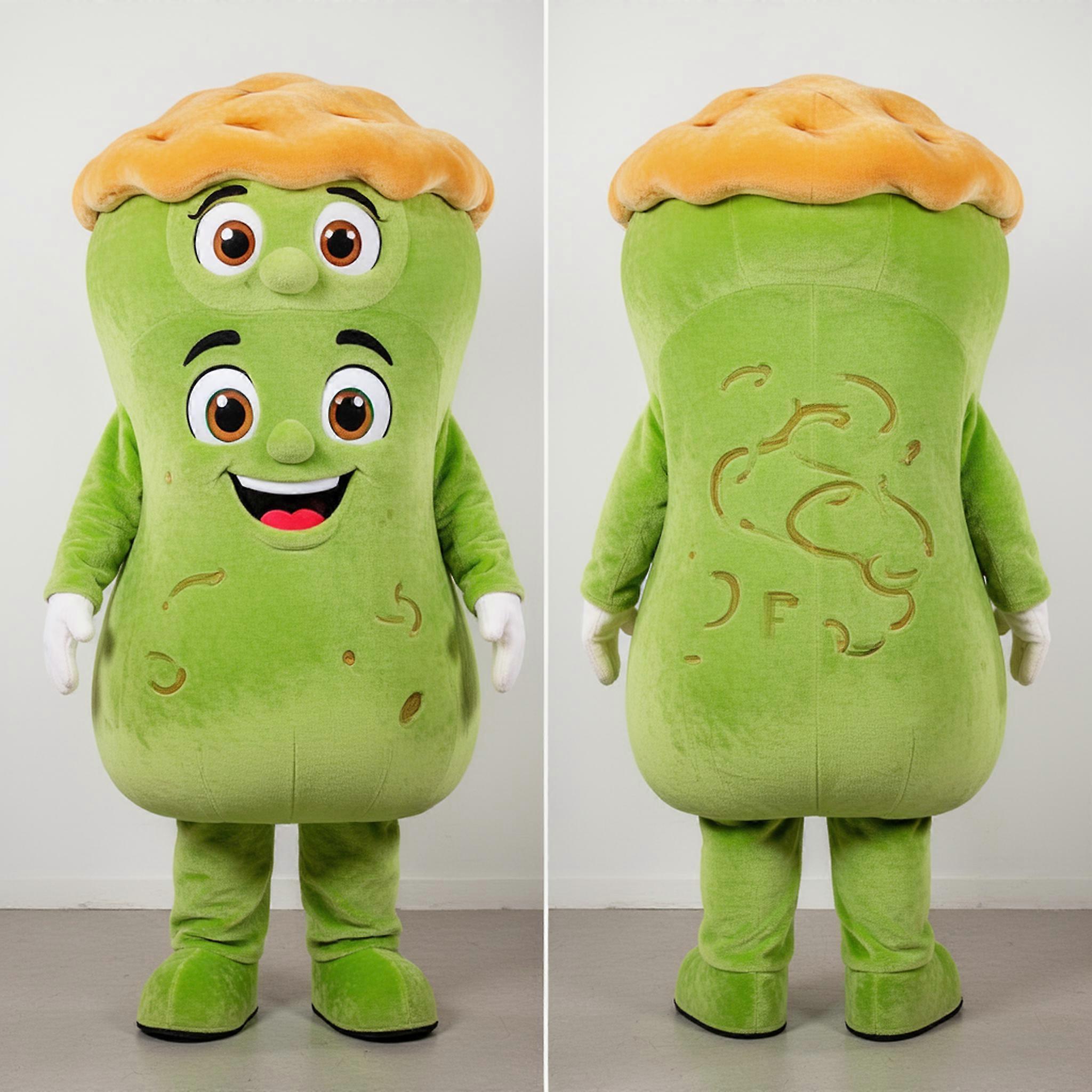 MASTICOT Lime Green Rounded Shepards Pie Mascot