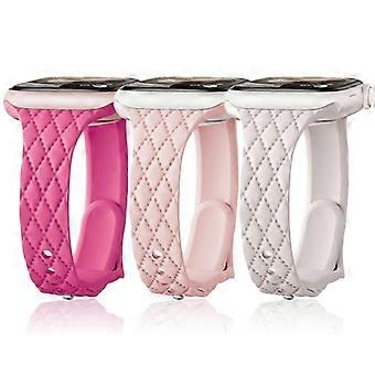 3 Pack Slim Silicone Band for Apple Watch for Women, Checkered Designer Sport Strap with Butterfly Buckle