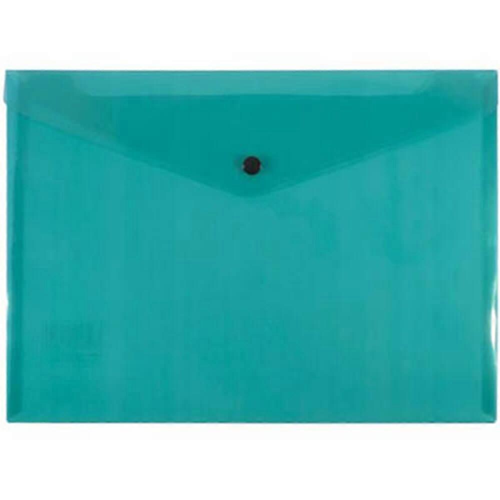 GREEN Bantex Secure Button Closure Document Folder A4 Bright Translucent Colours