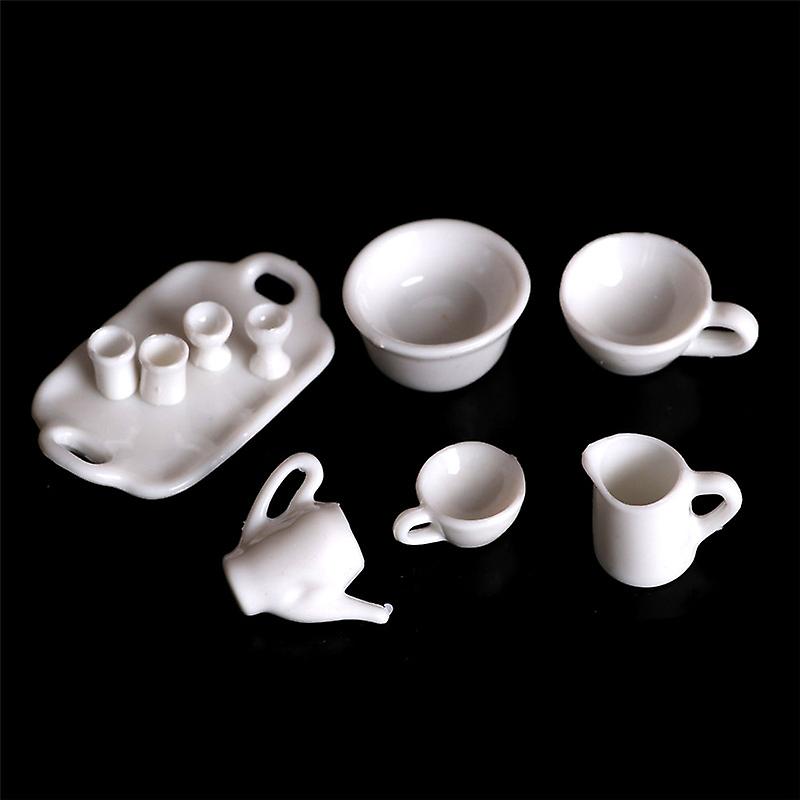 10pcs Maison de poupée Miniature Dining Ware Tea Set Dish Cup Plate
