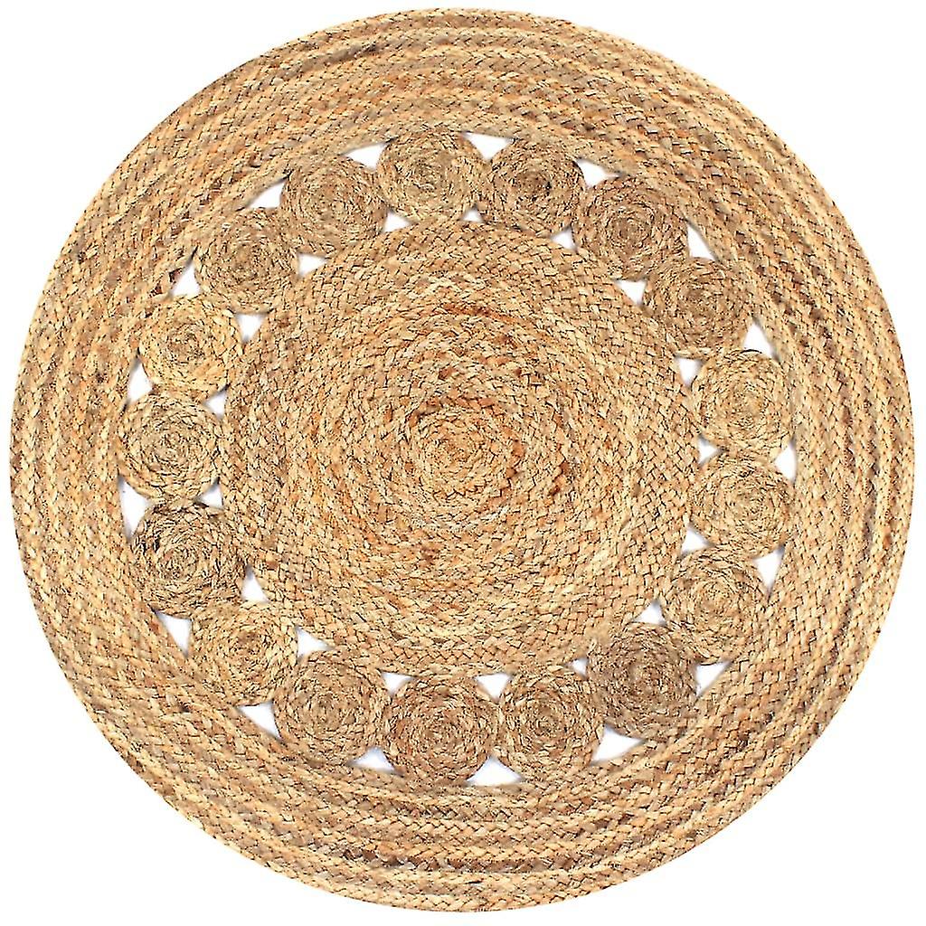 Teppich Flechtmuster Jute 90 cm Rund