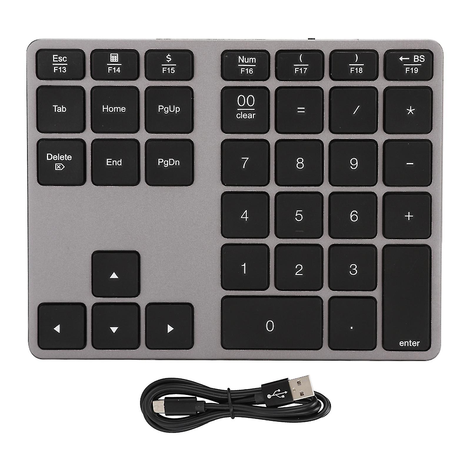 Bt308 35 Keys Numeric Keypad Rechargeable Wireless Ultra Thin Keyboard Compatible With Bluetooth 5.0(iron Gray )