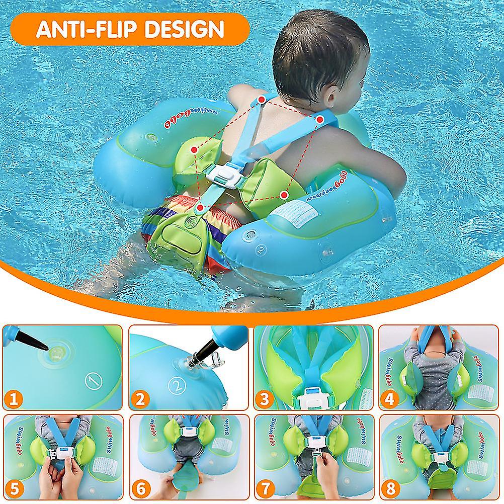 Baby Swimming Float with UPF50+ Sun Canopy Baby Floats for Pool No Flip Over Baby Pool Swmming Ring Float