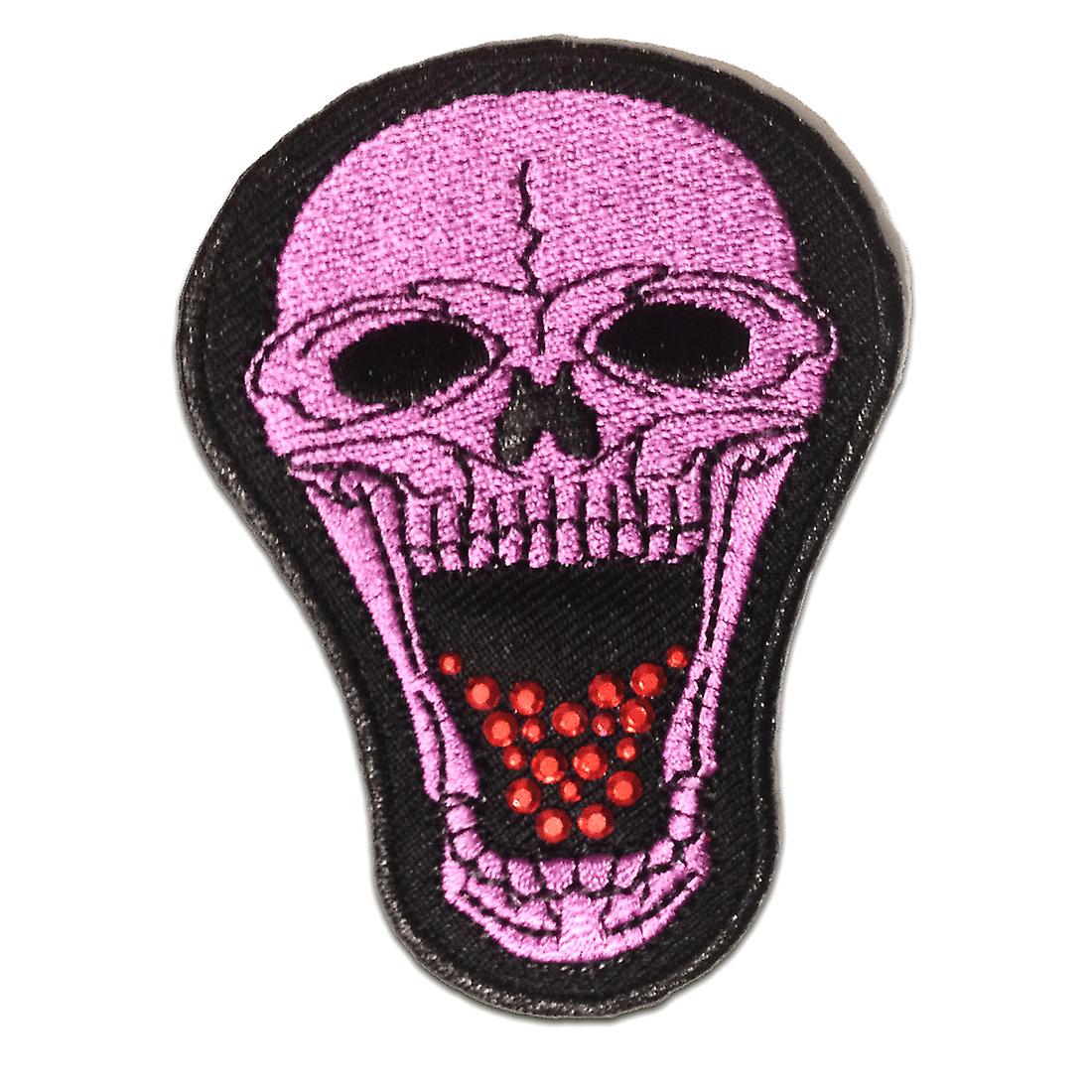 Patch / Iron-on Patch - Skull Biker - Purple - 6 x 8 cm - Appliques Patches