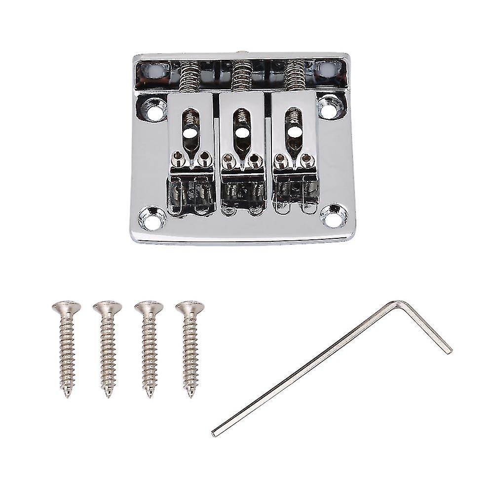 3-String Fixed Guitar Bridge Replacement Durable Silver for Cigarbox Electric Guitars Parts Accessories