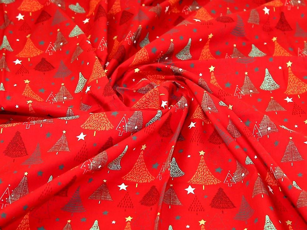 Minerva Metallic 100% Cotton Fabric Red - per metre