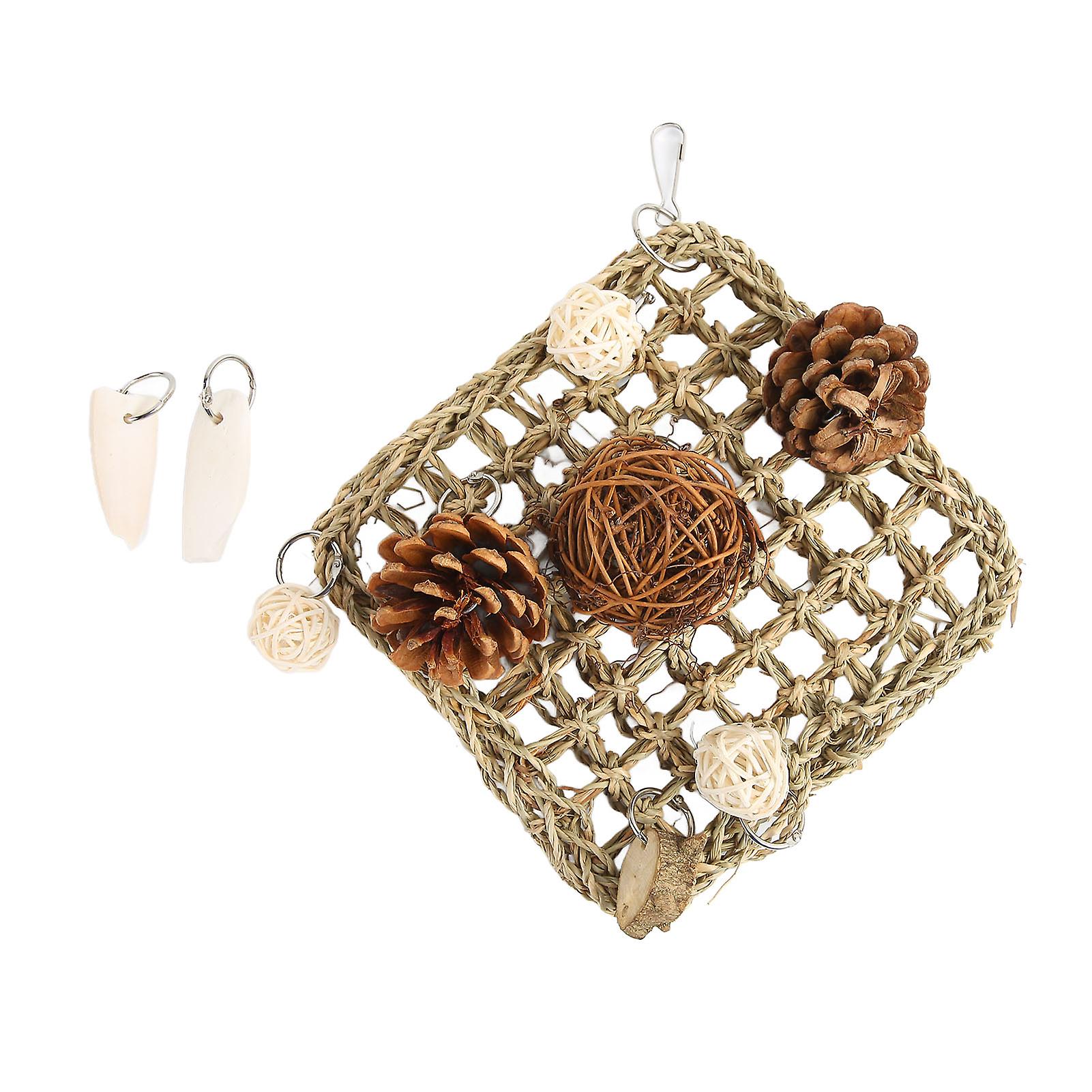 Seagrass Woven Parrot Climbing Mat with Cuttlefish Bone