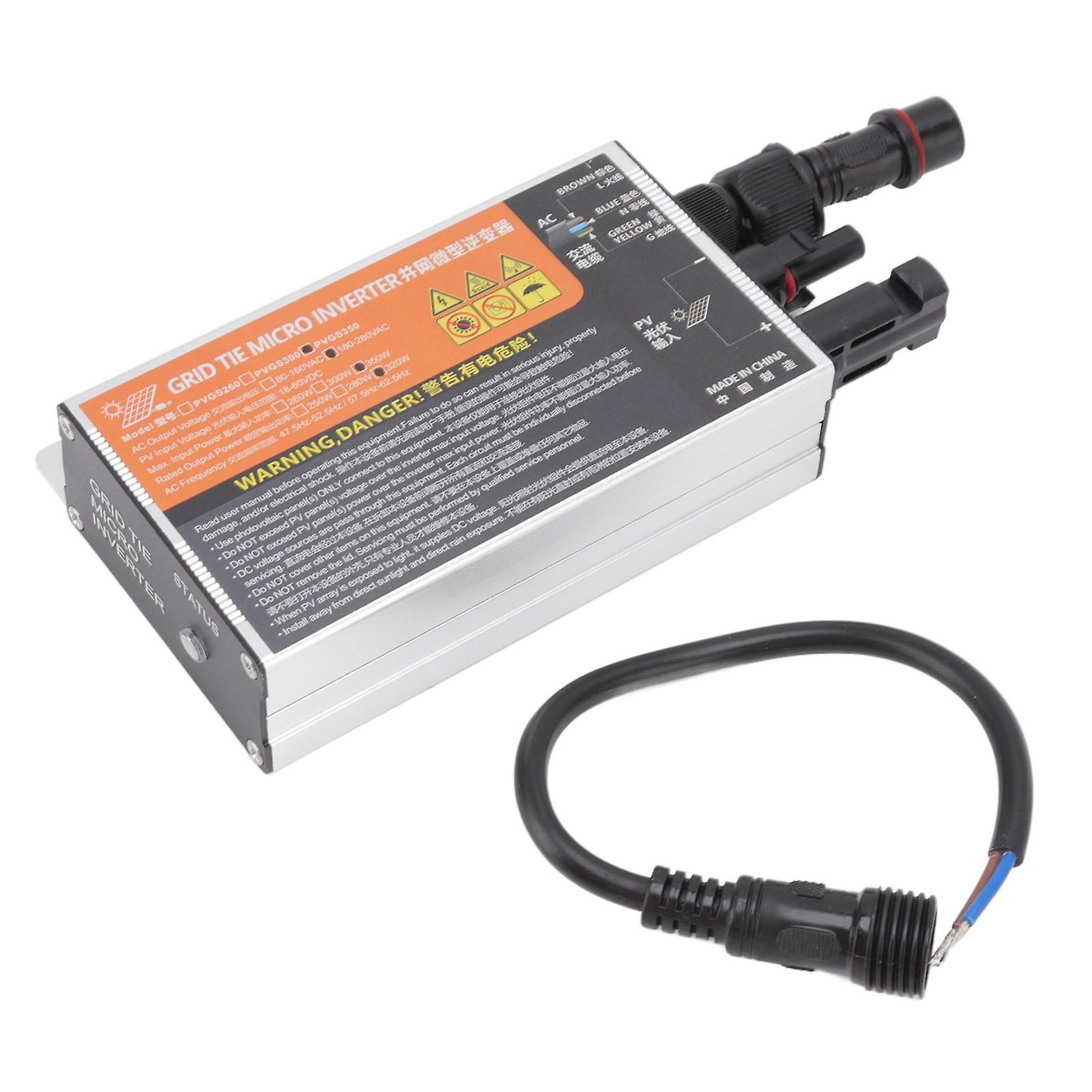 Sine Waving Inverter Grid Tie 18‑60V High Conversion Rate Waterproof Grid Tie Micro Inverter for Generation Systems AC220V 350W