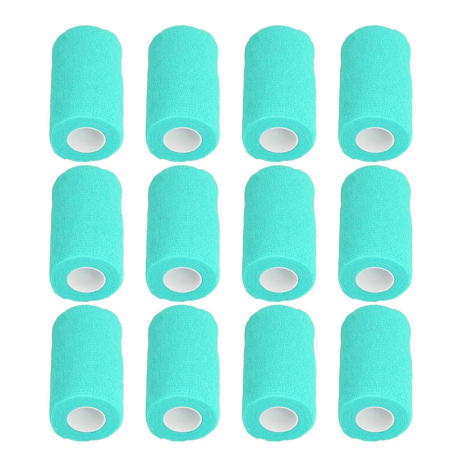 12Pcs 10cm Cyan Self Adhesive Elastic Bandage Wrap for Pets