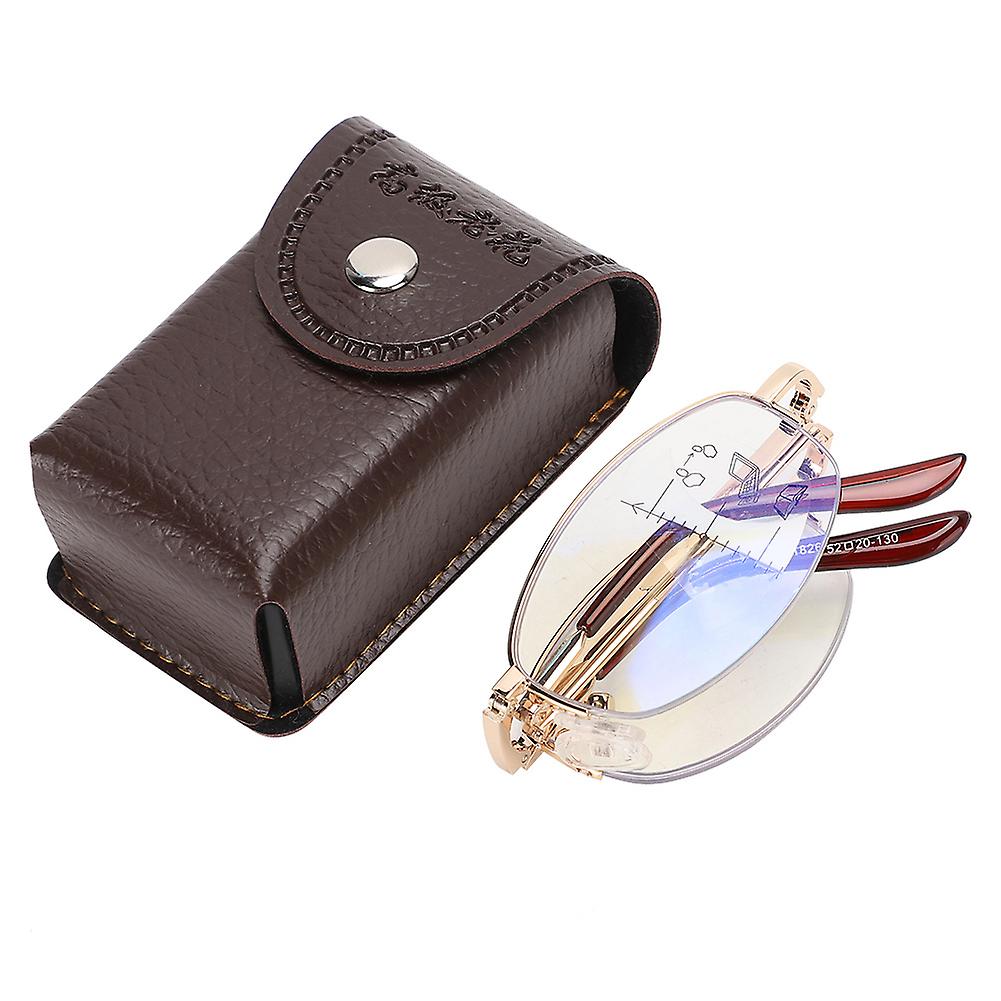 Lunettes de lecture multifocales progressives pour presbytes, bloquant la lumière bleue, pour hommes et femmes (+150 % de monture dorée)