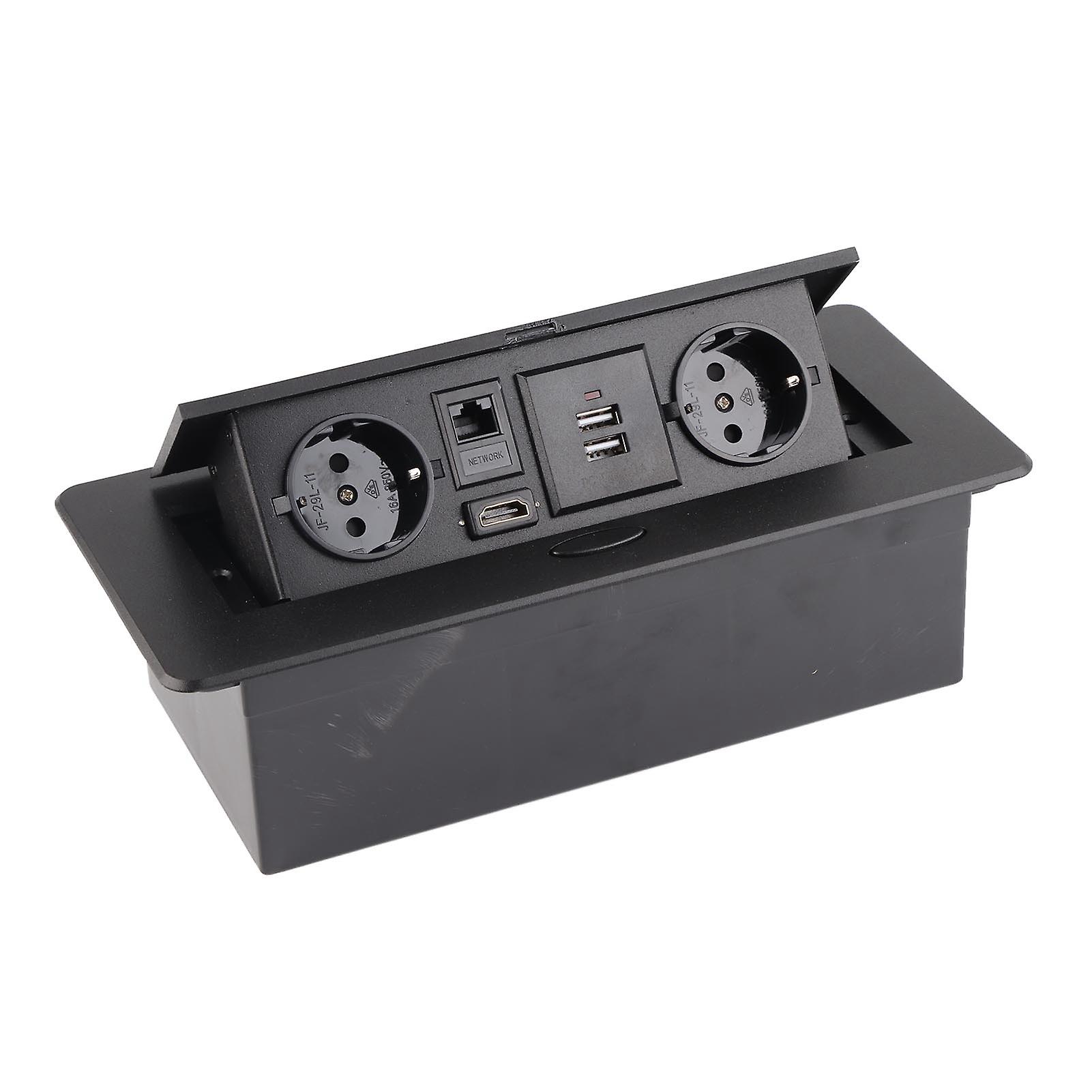 Floor Power Socket Aluminum Alloy Modern Dustproof Recessed Outlet with USB Network Video Jack