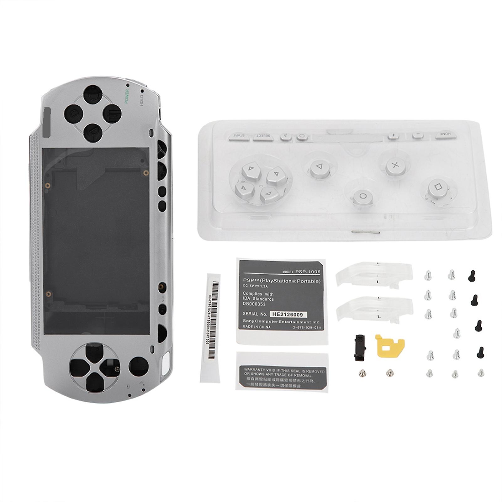 Case Cover Replacement Full Shell Housing Set with Buttons Kit For PSP 1000 (Silver)