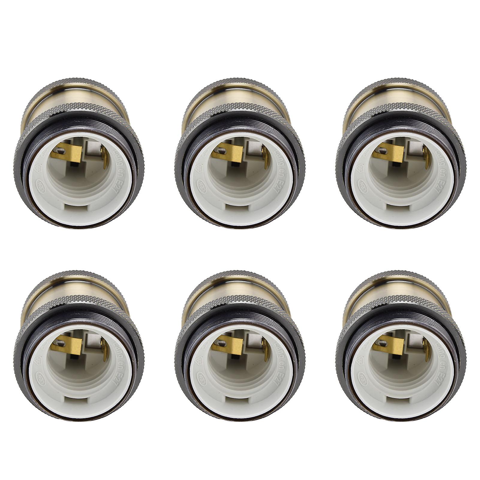 6 Pcs E26 E27 Metal Lamp Holder Retro Base Blue Bronze 9x5x5cm