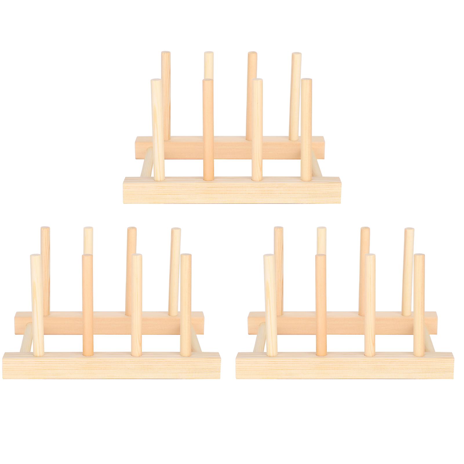 GPB 3Set Christmas Kitchen Utensils Bowl Dish Draining Rack Wooden Shelf Home Decoration