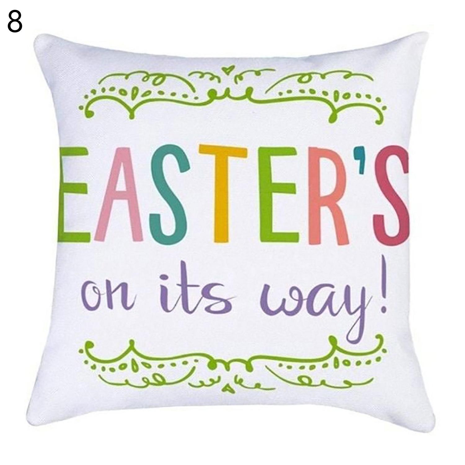 Cushion Case Breathable Easy Care Polyester Happy Easter Rabbit Printed Pillow Cover Furniture Acces