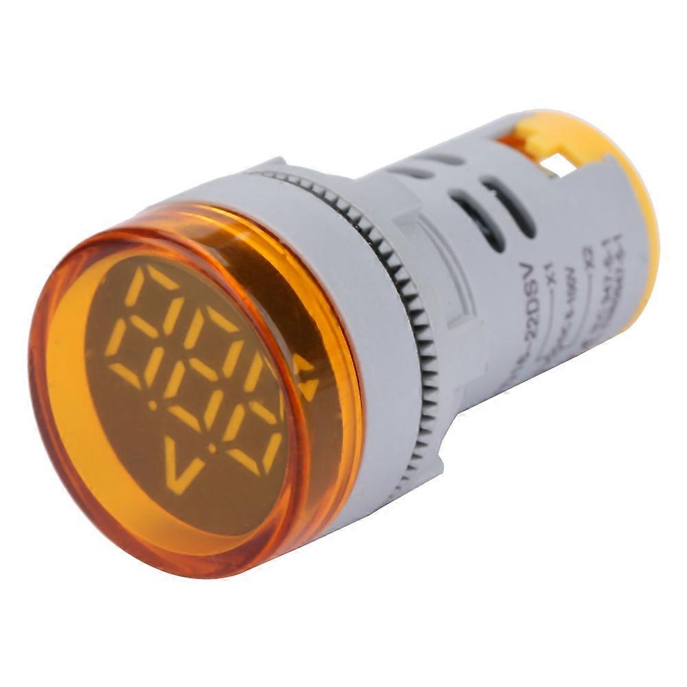 LED Digital Voltmeter Signal Light DC 6-100V Yellow Round 50x30mm