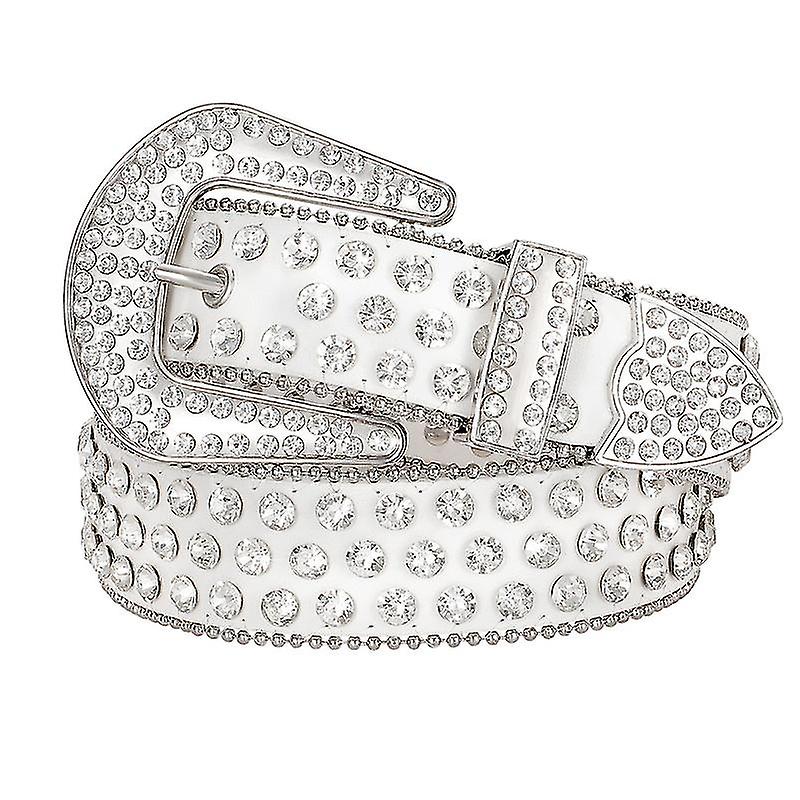 حزام حجر الراين للرجال النساء الغربية رعاة البقر راعية البقر بلينغ حزام جلدي مرصع للسراويل الجينز