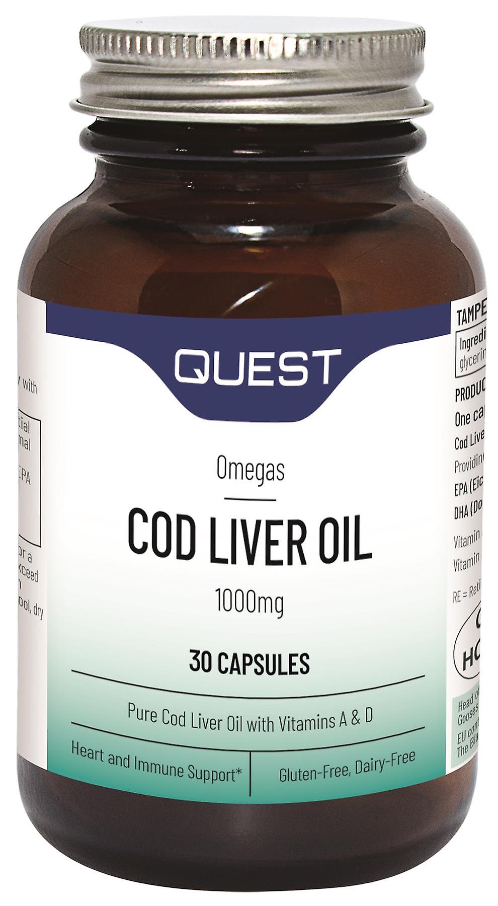 Quest Cod Liver Oil 1000mg Omega 3 Fatty Acids - 30 Capsules