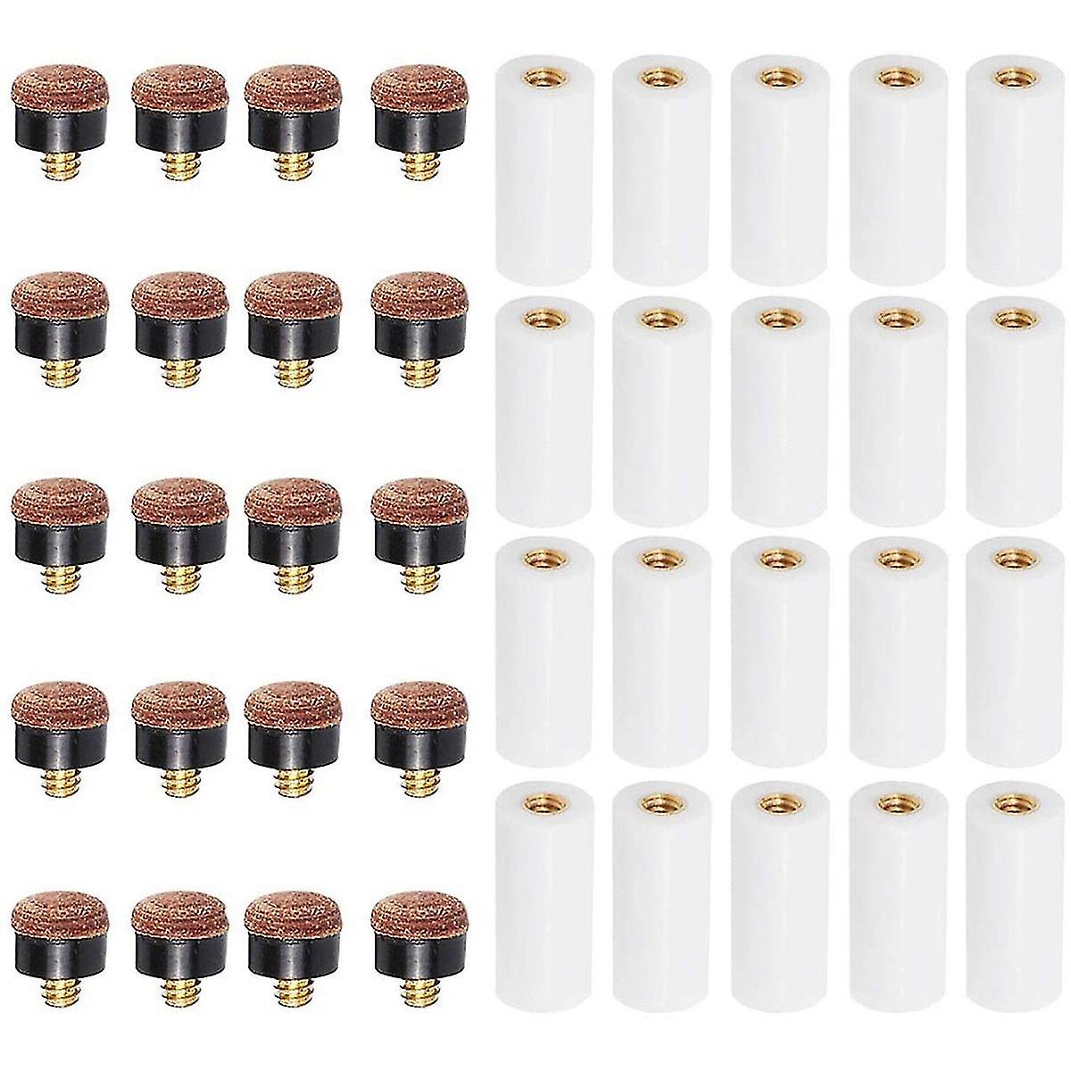 20sets Billiard Cue Tips With Pool Cue Stick Ferrules 12mm Billiard Screw-on Tips Replacement For N