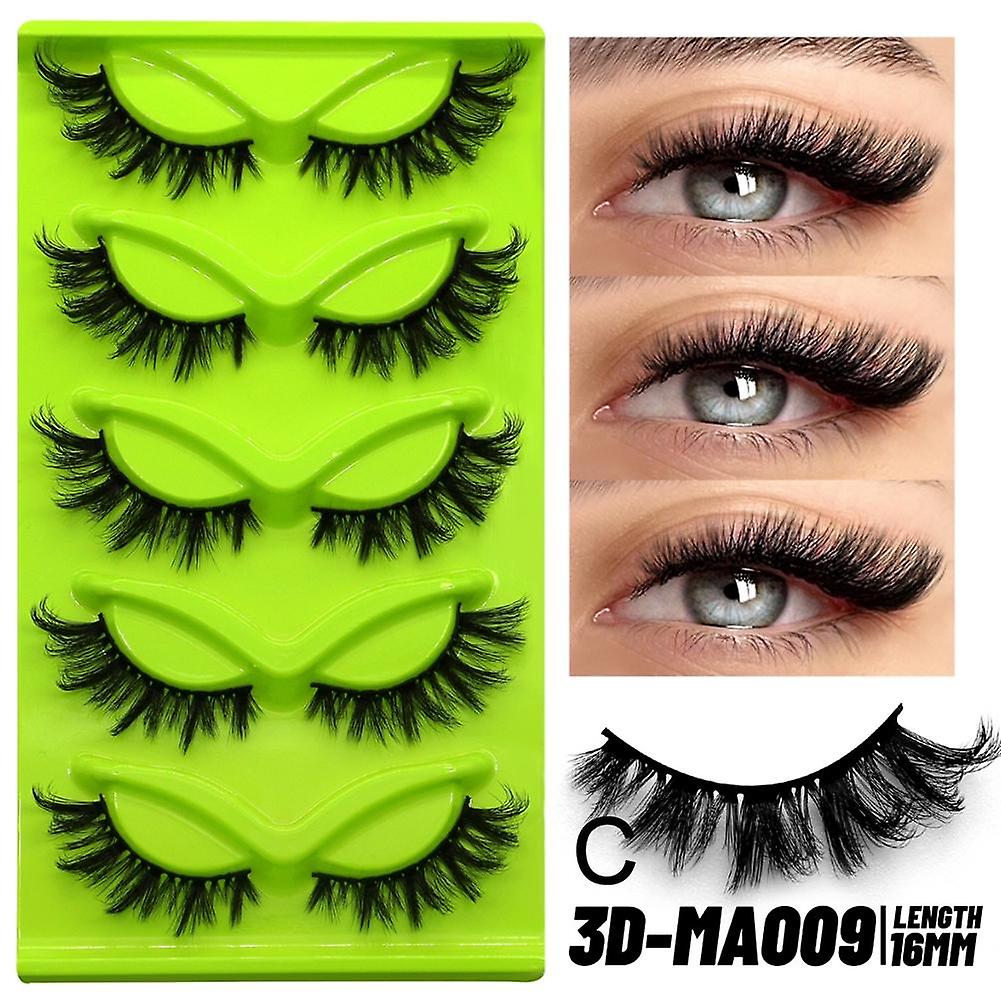 Green False Eyelashes Thick Curled Artificial Eyelashes
