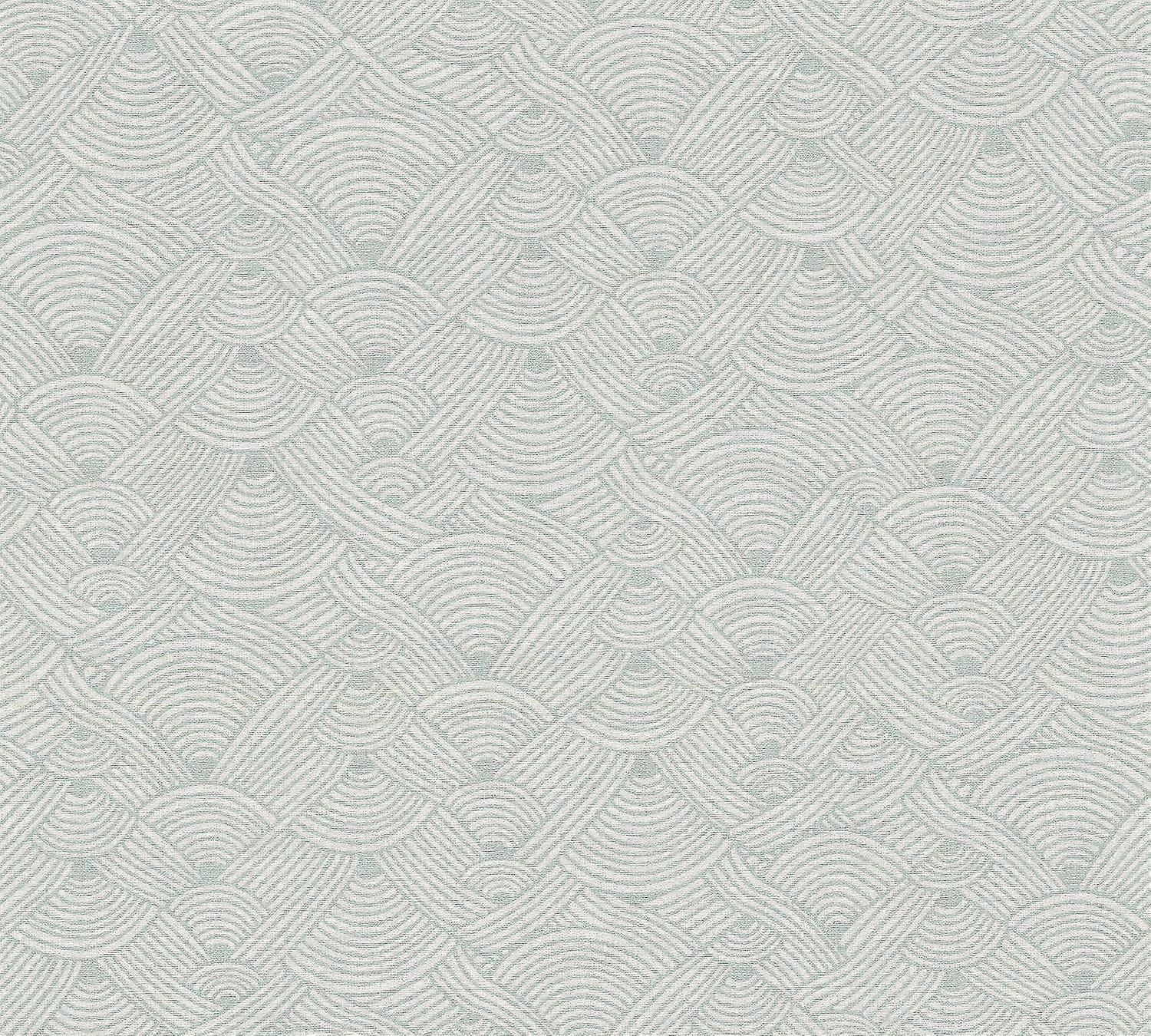 Ethno Tapete Profhome 387423-GU heißgeprägte Vliestapete leicht strukturiert mit grafischem Muster matt grün weiß minz-grün 5,33 m2