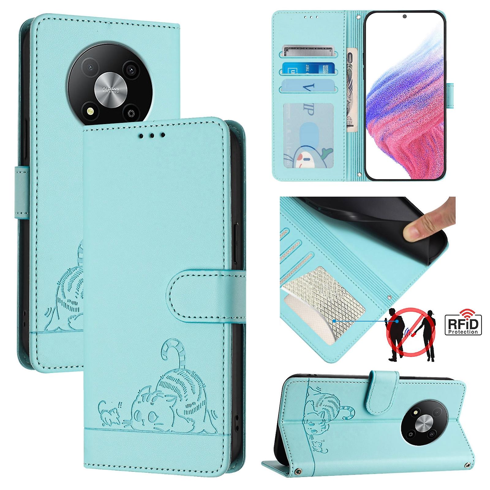 Cat Rat Embossed RFID PU Case For ZTE Blade A73 5G