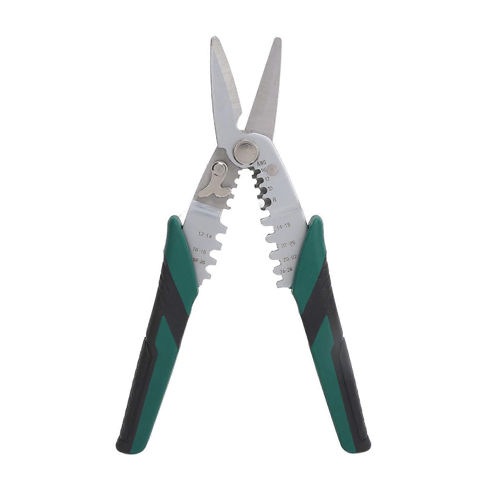 8in Wire Stripping Scissors Multifunctional Non Slip PVC Handle Electrician Shears for Assembly Maintenance