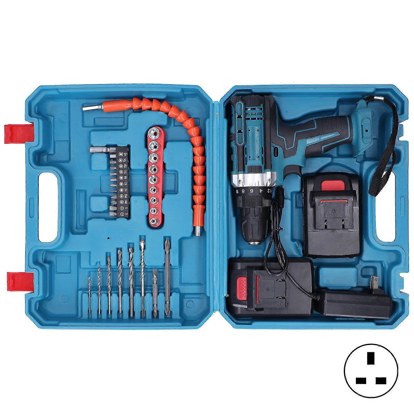 Portable Electric Hand Drill AC100-240V with Charging Function and 2 Gears - UK Plug
