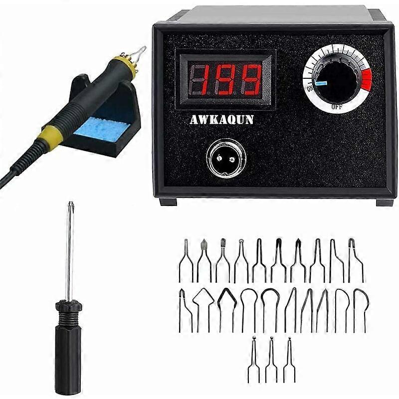 Wood Pyrography Kit, 60W Digital Pyrography Machine 0-730C Adjustable Temperature, Professional Pyrography with 23 Pyrography for Soldering, Wood, Eng